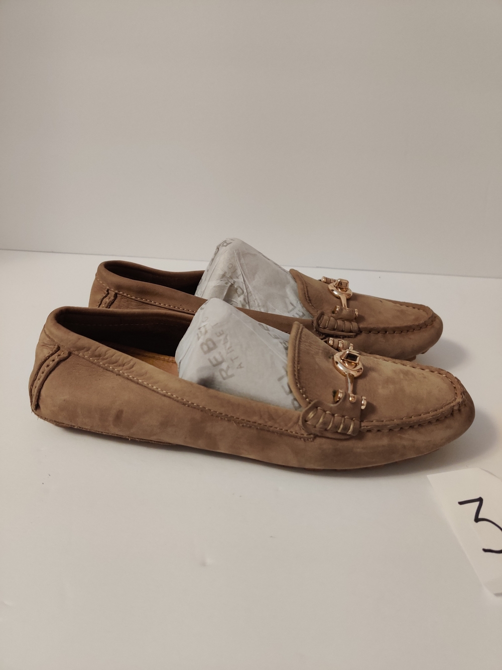 Coach Suede Loafers in Tan with Gold Accent 7 - Picture 2 of 5